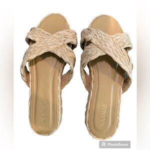 Anthropologie Kaanas Inagua Crossover Raffia Wicker Braid Sandal Size 8